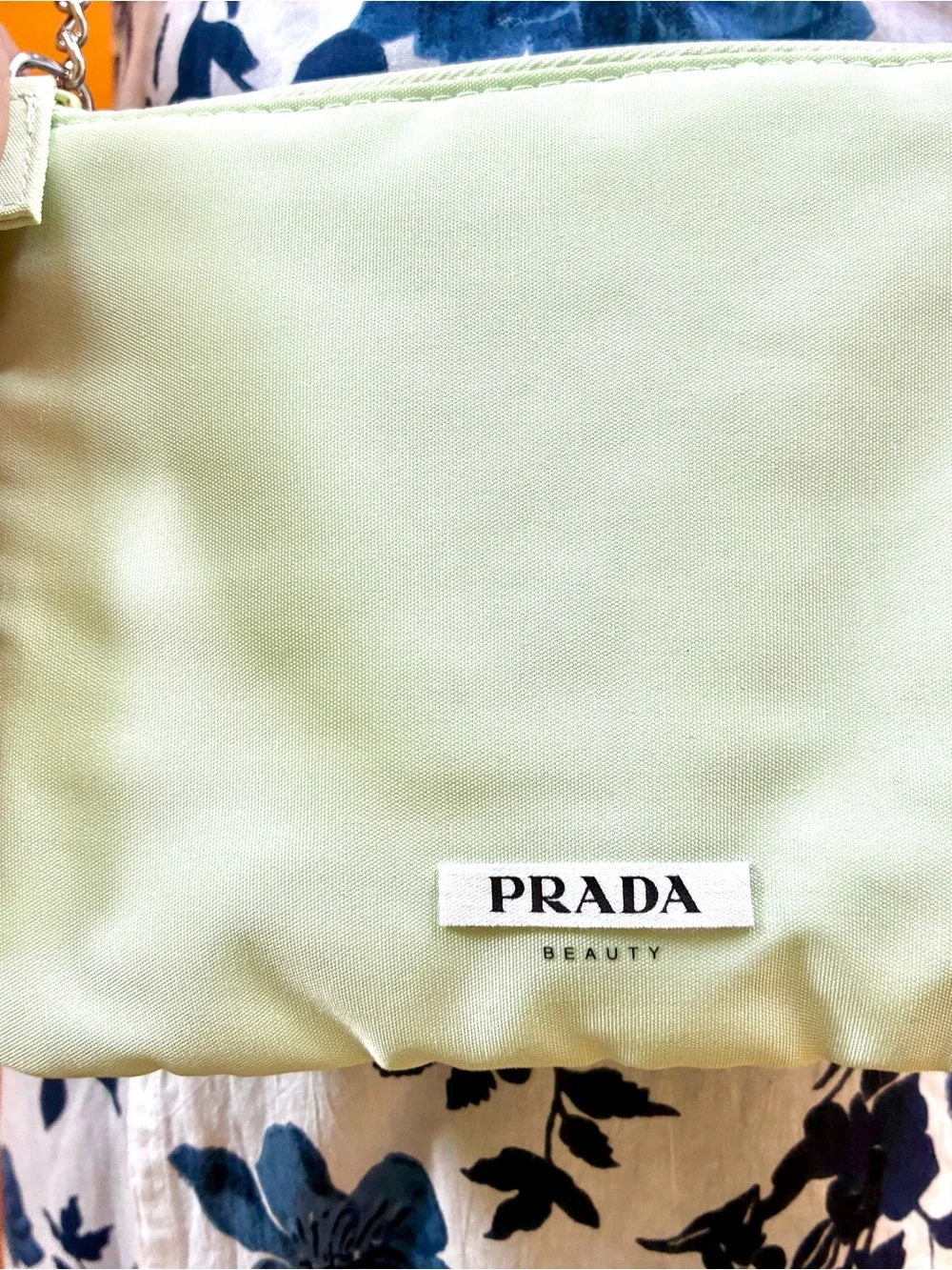 Classic and clean!Prada Beauty Mint Green Crossbody Bag with Chain Strap